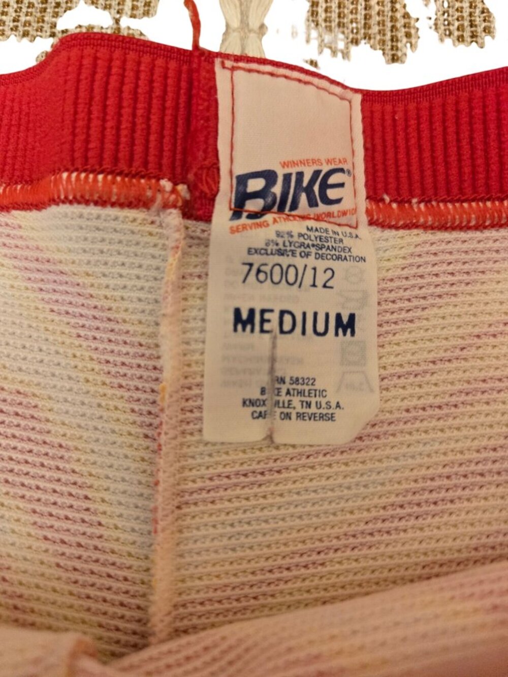 Vintage Zubaz Bike Athletic Shorts Medium Red Gold Striped San Francisco 49ers - Picture 5 of 9